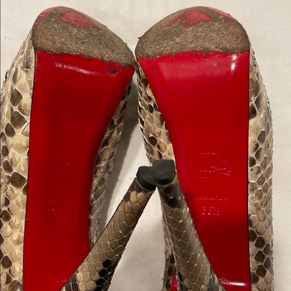 Christian Louboutin Beige Python Platforms Sz 36.5 - image 5
